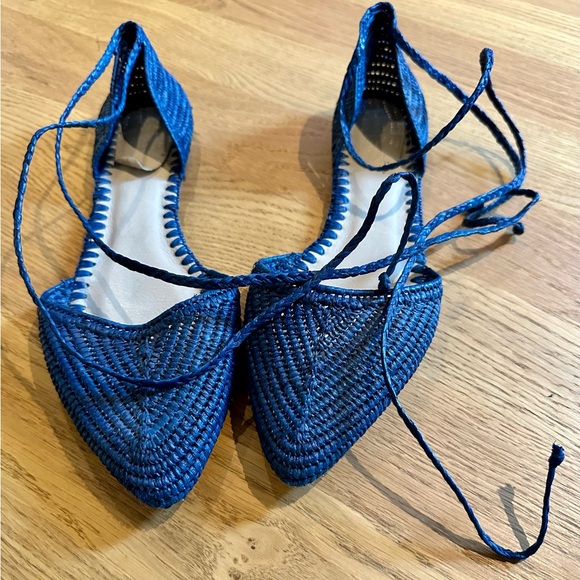 J. Crew ankle-tie raffia flats - Picture 3 of 6